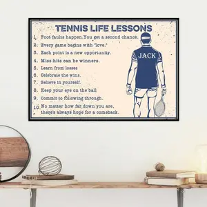 Personalized Tennis Poster, Canvas, Baseballs Stuff Decor For Boys Bedroom Room Fashion wall art