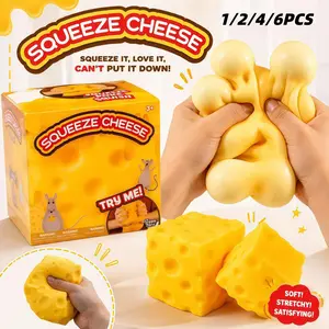 Super Soft Stretchable Cheese Stress Relief Toy XXL Slow Rebound Squishy Toy Anxiety Relief Sensory Fidget Toy Viral TikTok Party Favor for Kids & Adults Stress Relief Fidgets