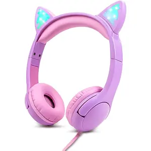 Headphones, Safe 85db Volume Control Light Up  Ear Headphones for iPad Fire Tablet Kindle, -Ear LED  Headphones for School Learning Travel - /