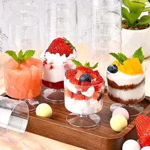 10pcs High-Heeled Mousse Cups, Thick Plastic Disposable Dessert Cups, Ice Cream Pudding Bowls, Party Supplies for Birthdays & Events