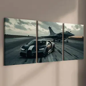 Car Pattern Canvas Painting with Frame, 3 Counts/set Wooden Framed Canvas Wall Art, Wall Decor for Home Living Room Bedroom Office Decor, Modern Home Decor