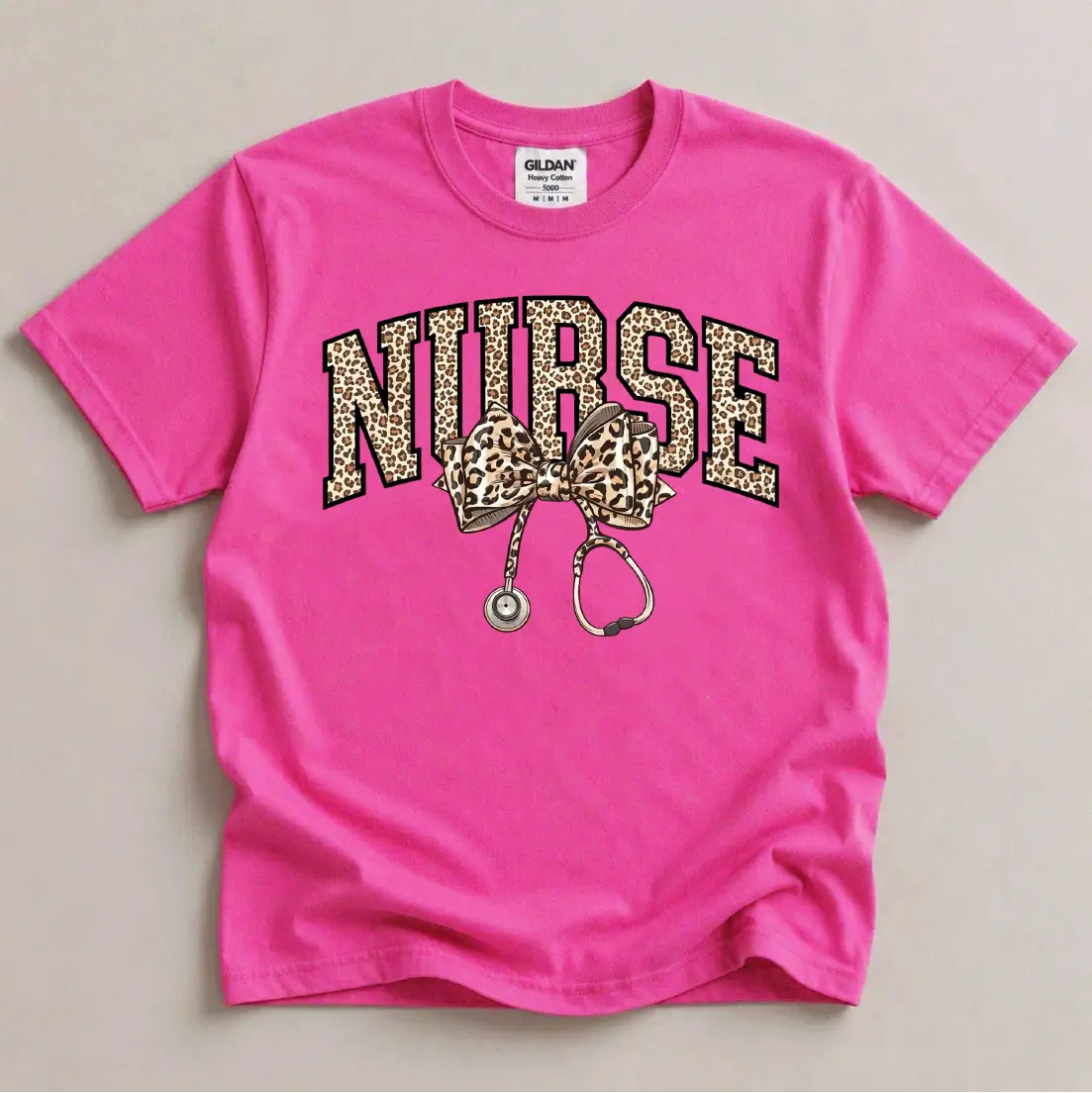 Women's Leopard Print Nurse Stethoscope tshirt - Cheetah Print Varsity Top, Personalized Gift for Healthcare Workers, tshirts