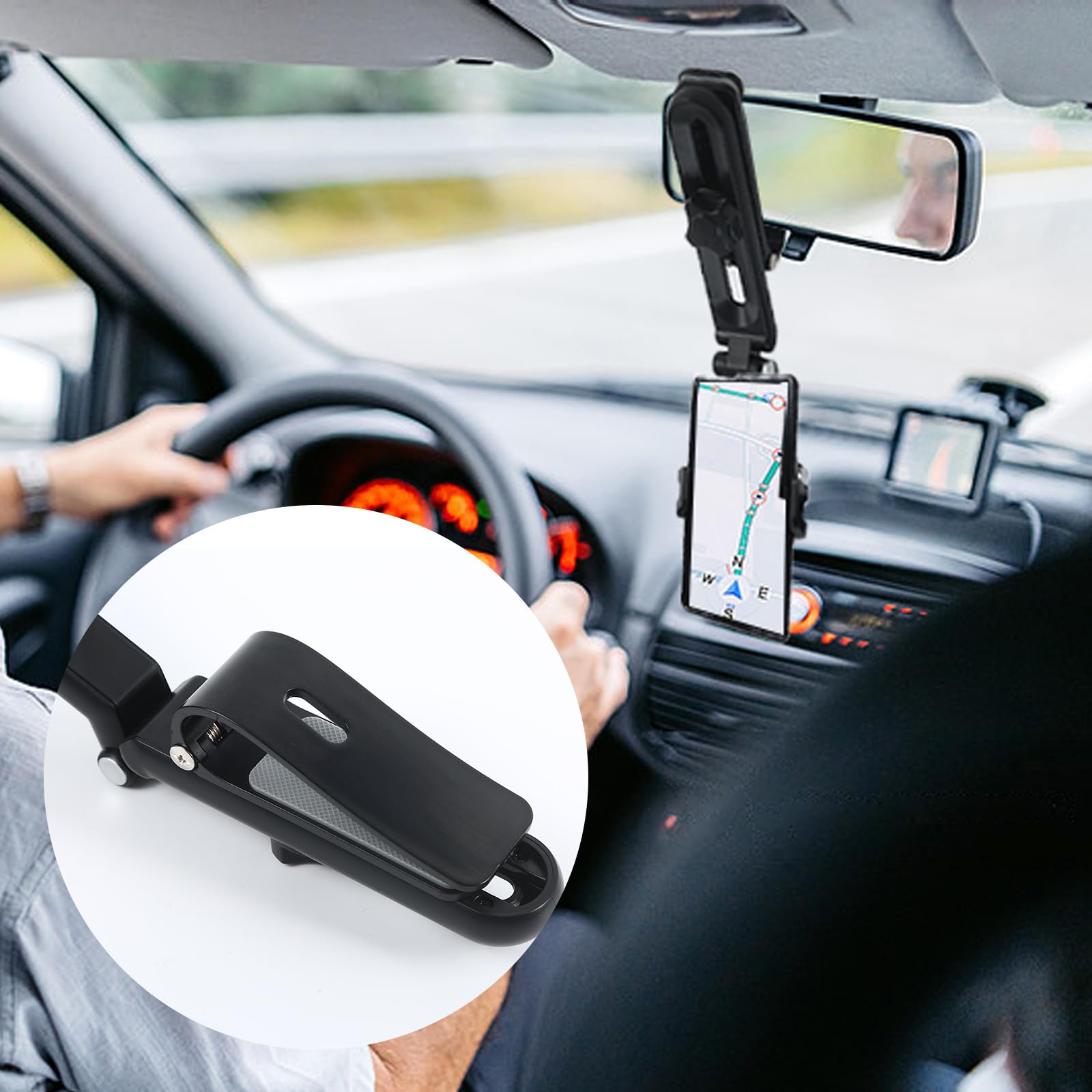 Sun Visor Phone Holder, Phone Holder for Car, 360 Rotatable and Adjustable, Compatible with Most of Smartphones, More Comfortable to Use Hands-Free.