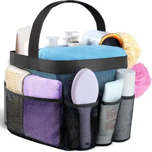 Shower Caddy Portable for College Dorm Room Essentials with 8 Pockets, Hanging Caddy Dorm Basket, Quick Dry Shower Bag for Bathroom