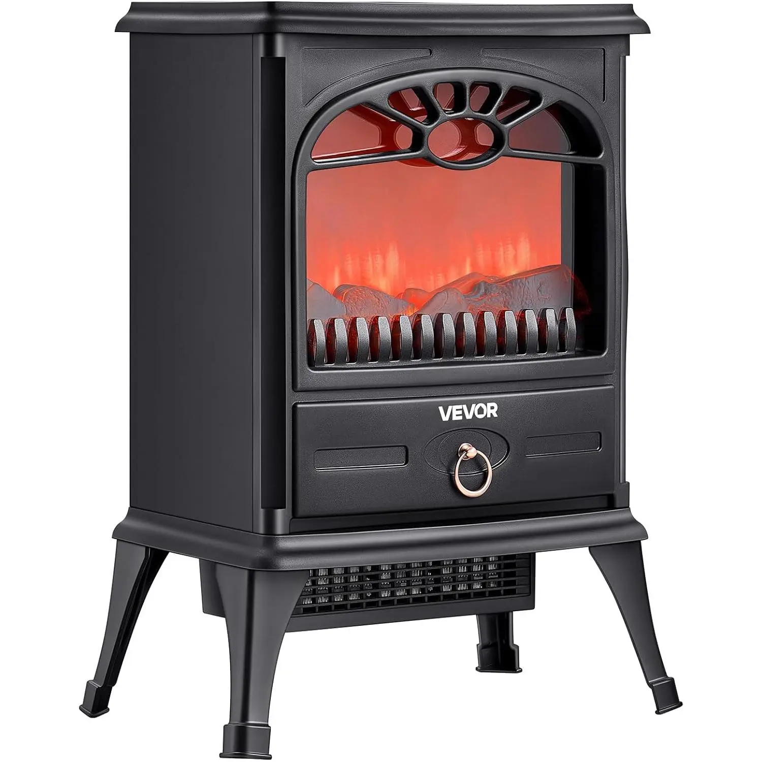 VEVOR 22-in Freestanding Infrared Electric Fireplace Stove Heater, 1500W 5120BTU Faux Fireplace, 8.2lbs Portable Home Decor with Overheating Protection, Realistic Flames for Living Room, Bedroom