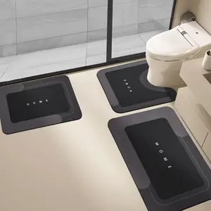 Diatomite Bath Mat Set - 3PCS Super Absorbent Quick-Drying Surface Rubber Anti-Slip Backing Comfortable Durable Ideal for Bathroom Kitchen Sink Areas - Bathmat