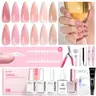 Beetles Adjustable Nordic Gel X At-Home Manicure Kit - 192pcs Medium Stiletto Tipex Tips, 6Colors Gel Polish, Hands-Free Solid Glue, Base & Top Coat, Cuticle Tools, Glitter, Selfcare DIY Gift for Women