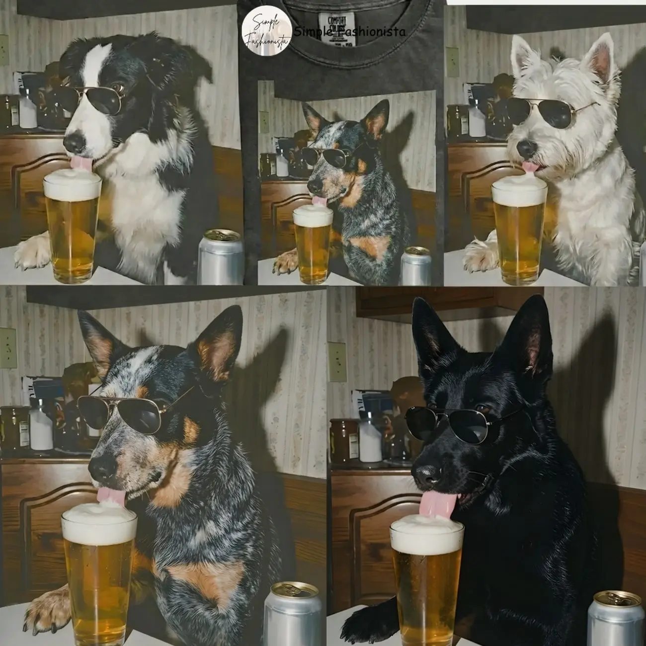 Comfort Colors Pepper 50+ Dog Breeds Available Drinking Beer Shirt, Vintage 90s Funny Edgy Dog Meme Tee, Gift for Dog Lovers.