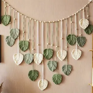 Bohemian Cotton Macrame Leaf Wall Hanging - Irregular Layout Home Decor Items, Leaf-Shape Hanging Home Decoration, Ideal for Bedroom, Perfect Gift for Mom