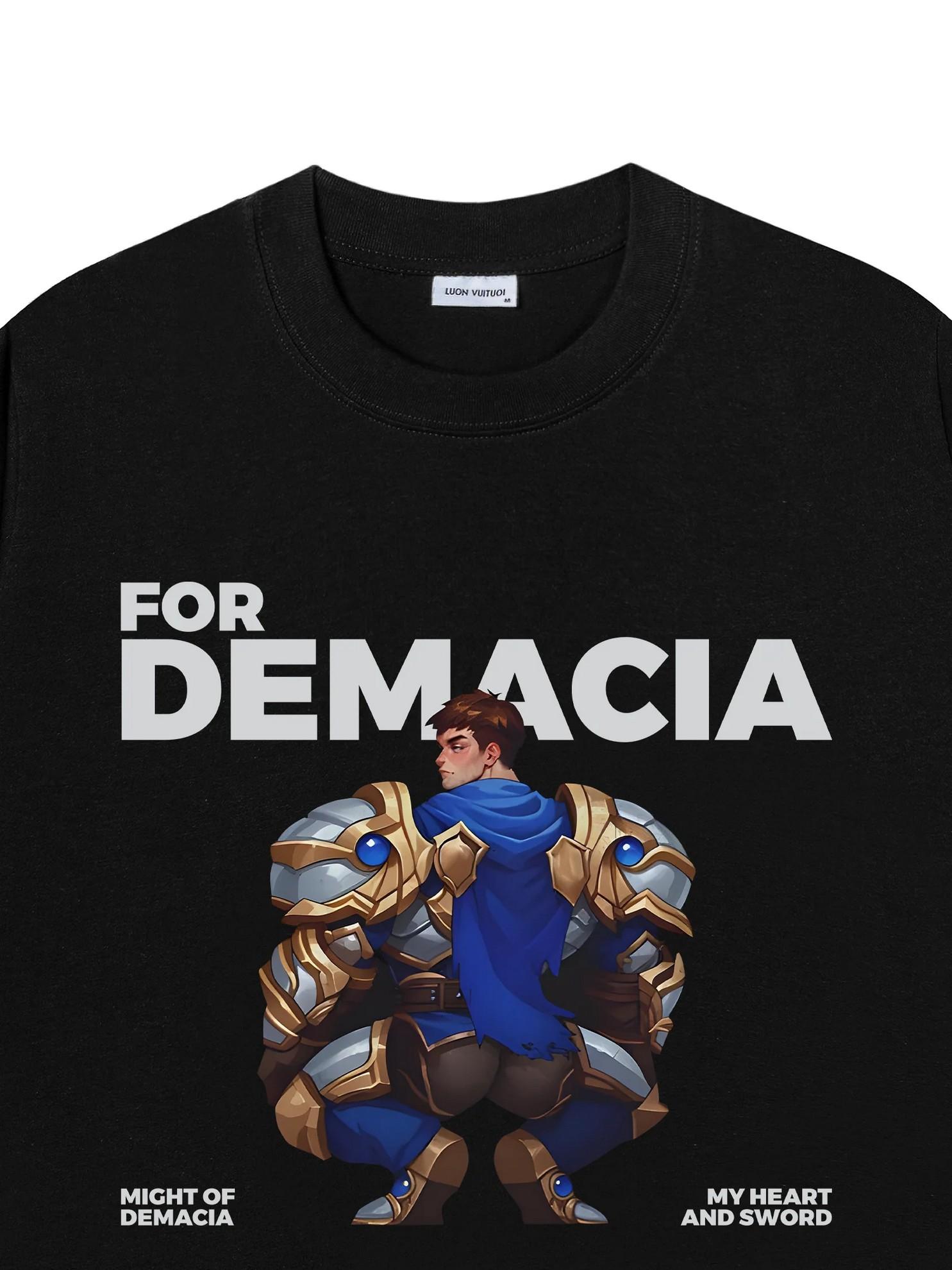 For Demacia Slay Oversized T-Shirt League of Legends Streetwear Unisex Cotton Black