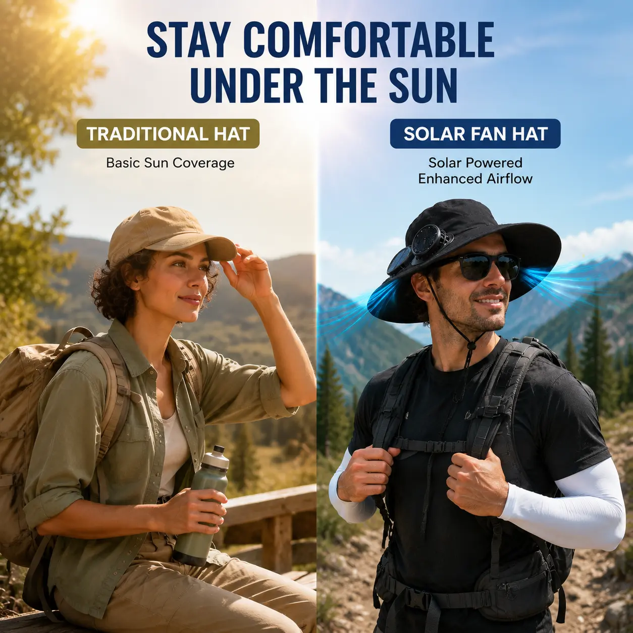 2026 Viral Solar Cooling Fan Hat + 2 FREE Ice Sleeves,Rechargeable Dual-Fan Sun Hat, Stay Cool Anywhere,Summer Must-Have for Fishing, Golf, Camping &Gardening