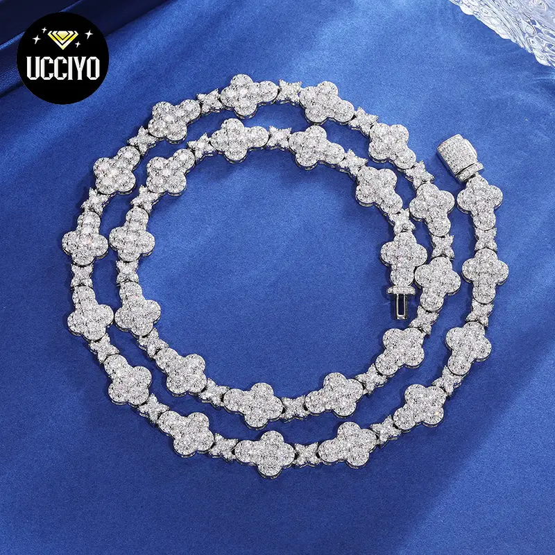 【#NS9250035】Original Design Cross Star Tennis Chain Necklaces for Women 10mm S925 Sterling Silver Iced Out Iced Out Fashion Jewelry for Christmas