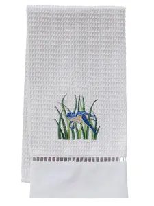 Guest Towel, Ladder Lace, Embroidered Sea Life