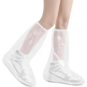 5 Pairs Shoe Covers Boot Covers Plastic Disposable Waterproof Shoe Covers for Men and n Rain Outdoor Indoors Overshoes (Transparent)