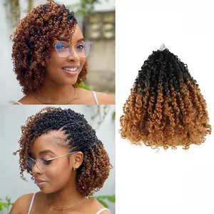 Yanky Twist Crochet Hair 8 Inch 9 Packs Pre Looped Mini Twist Yankee Twist Micro Yaki Twist Synthetic Curly Crochet Hair Extensions For Black Women(T30,8 Inch)