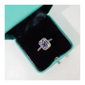 Emerald Cut 2ct Lab Diamond CZ Ring - 925 Sterling Silver Promise Engagement Wedding Band for Women, Gemstone Party Jewelry