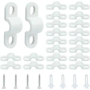 24 Sets Wire Shelf Loop Clips, White Shelf Clips with Screws and Expansion Tubes for Wire Shelving(D:8.5mm)