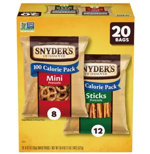 Snyder's of Hanover Pretzels, Minis and Sticks 100 Calorie Packs, 20 Ct Variety Pack