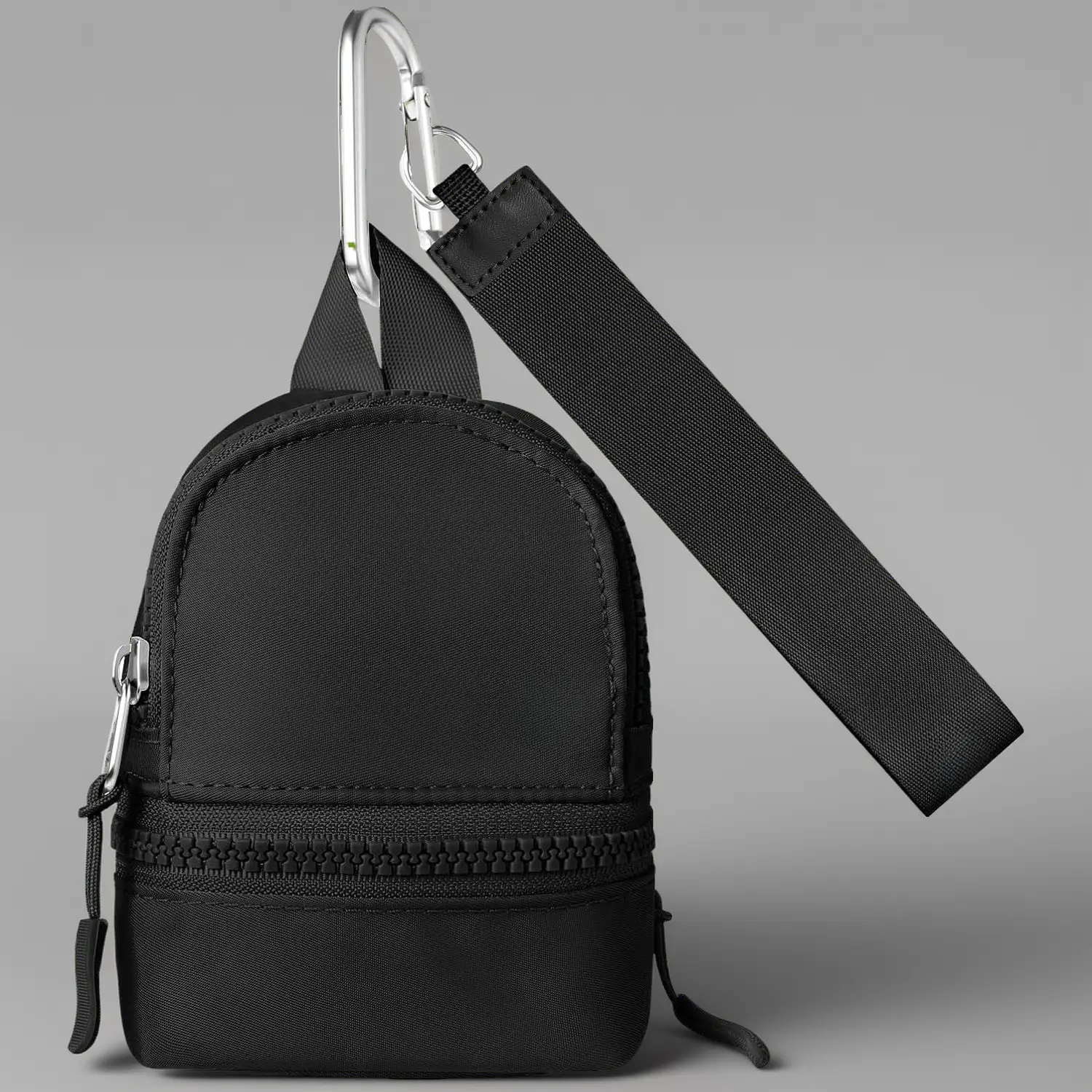 Unisex Casual Small Solid Mini Backpack with Removable Keychain Wristlet Pouch, 3 RFID Card Slots, Zipper Wallet, Coin Purse for AirPods, Cosmetics (Shape Sorter Accessory)