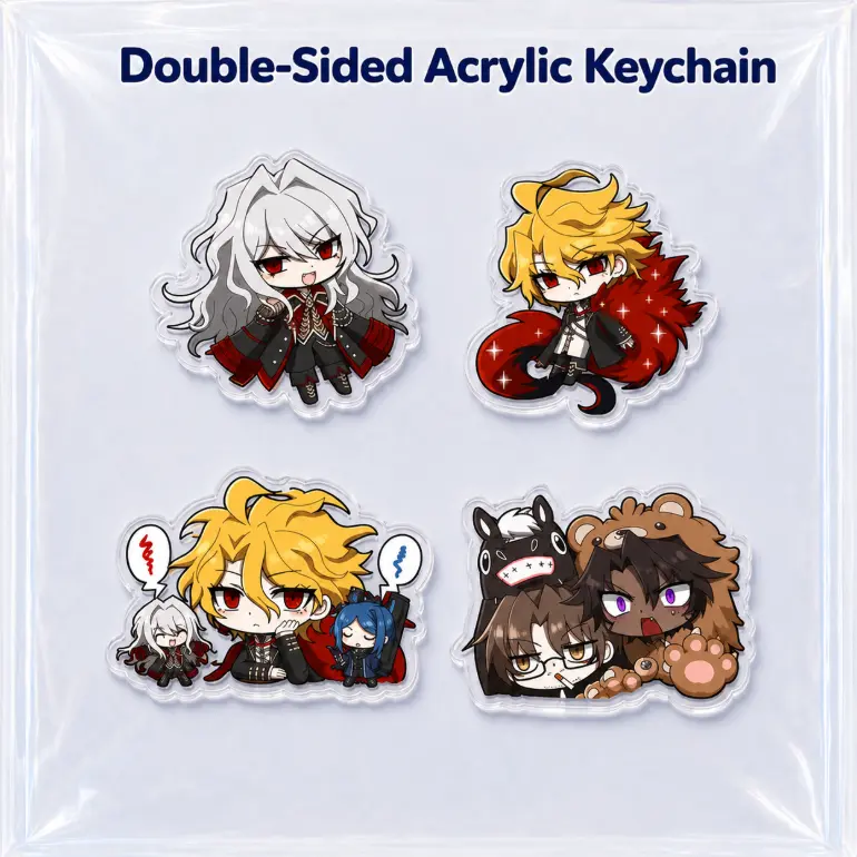 Unstable Universe MCYT Double-Sided Acrylic Keychain – Wemmbu, FlameFrags, ParrotX2 Minecraft SMP Chibi Fanmerch