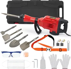 GARVEE 3600W Electric Jack Hammer Drill Heavy Duty Demolition Tool for Concrete, Brick & Masonry with 6 Chisels, Carrying Case, and Safety Gloves - Powerful and Durable Kit