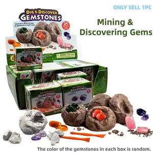 Archaeology Dig Fossil Toy, DIY Blind Box, Educational Puzzle for Kids, Rainbow Gemstones, Perfect Gift for Boys and Girls