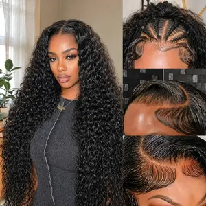 Lrv Hair 210% Density Pre Plucked Deep Wave Lace Frontal Wig Transparent 13x4 13x6 HD Lace Frontal Human Hair Wigs Curly Human Hair Lace Frontal Wigs For Women Summervibes tiktokshopspringglowup