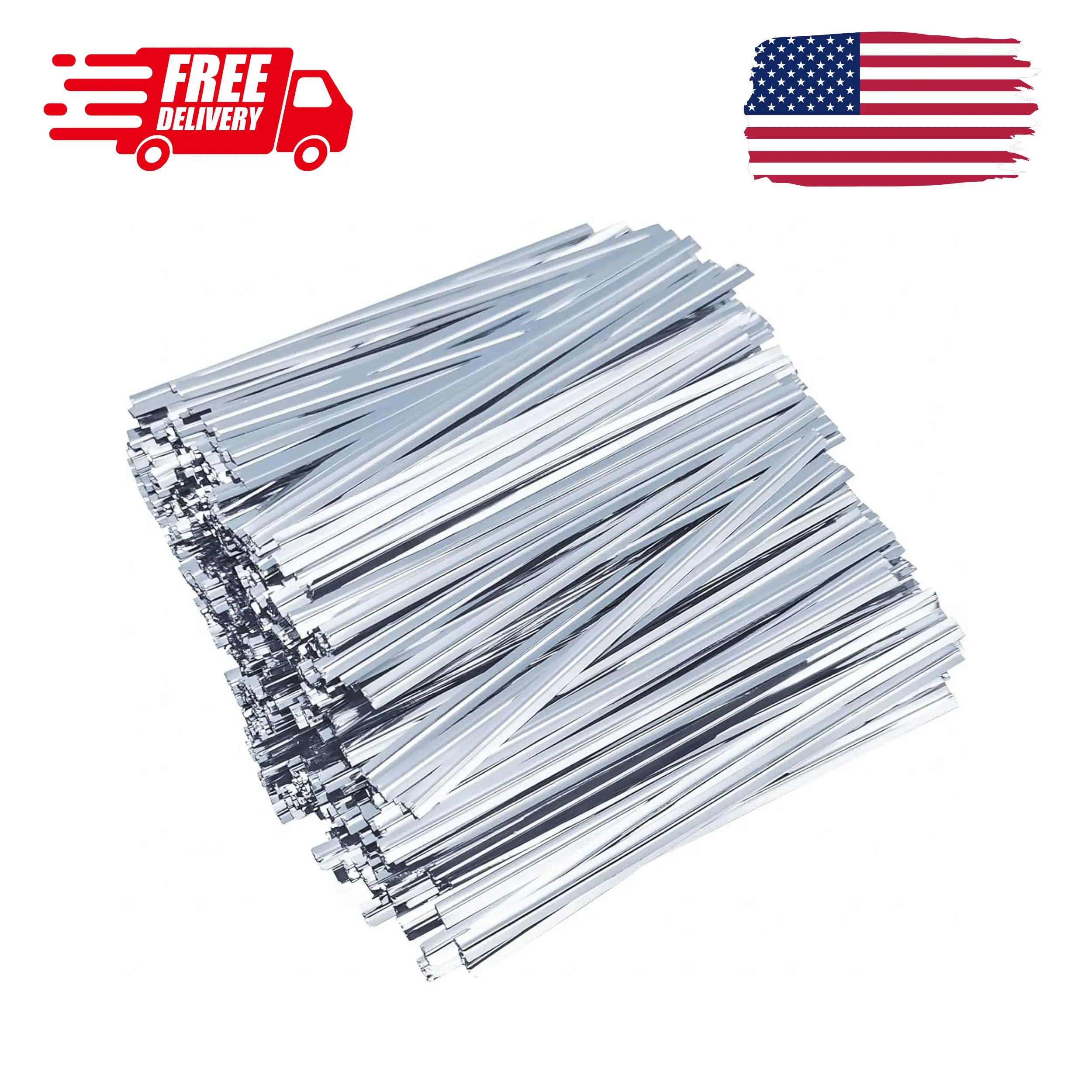 500 Pcs Metallic Twist Ties 5" Sliver Twist Ties