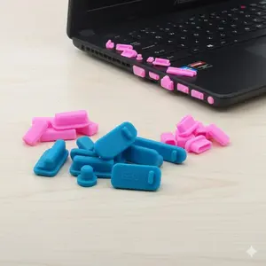 USB Port Cover Kit: Universal Dust Plug & Splash Proof Protector for Laptop, Reusable Anti-Dust Waterproof Caps, Portable Case, Durable Removable Jack Covers Set for Electronics Port Protection