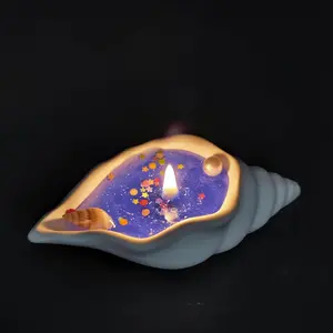 Seashell Aromatic Candle – Lemon Mint & Grapefruit Scent, Nutmeg Oolong Tea & Jasmine, Sandalwood & Cedarwood – Coastal-Inspired Home Décor