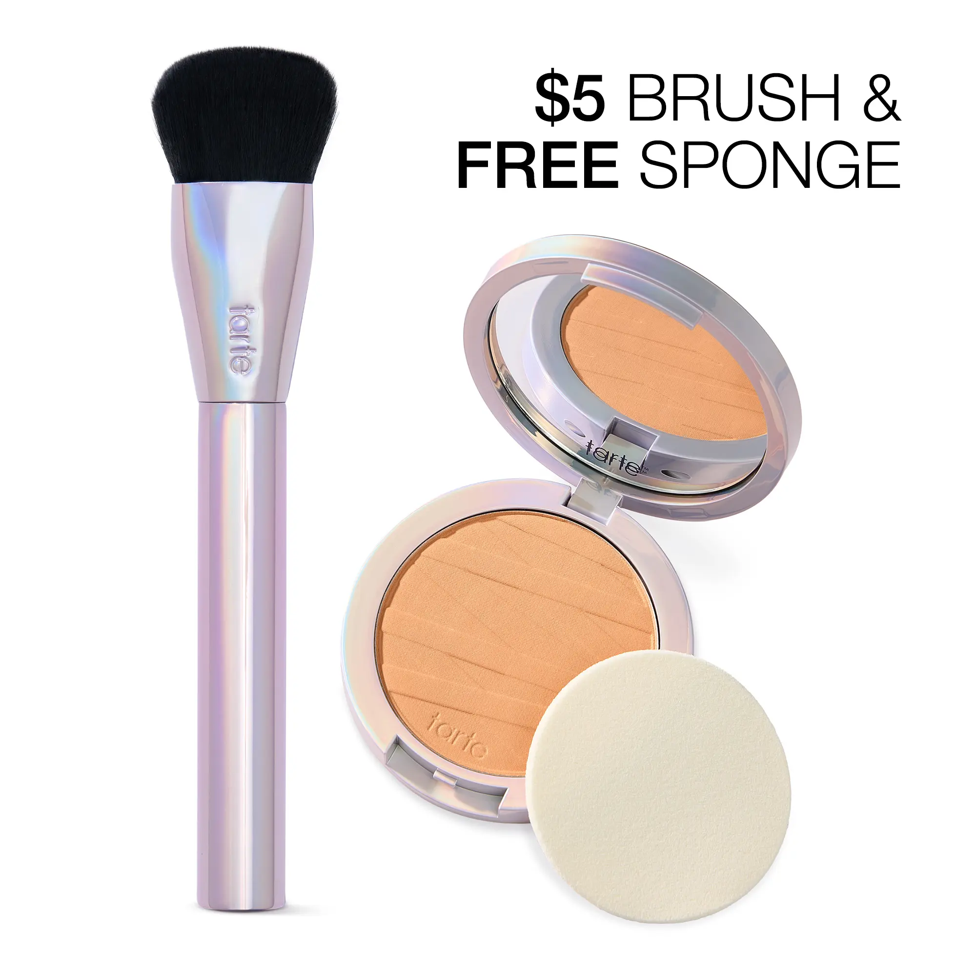 tarte shape tape powder foundation & brush duo - medium coverage, natural matte finish + foundation brush for flawless skin
