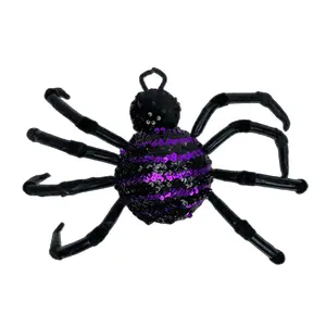 Purple and Black Sequin Spider – 7.5" x 16" x 2"