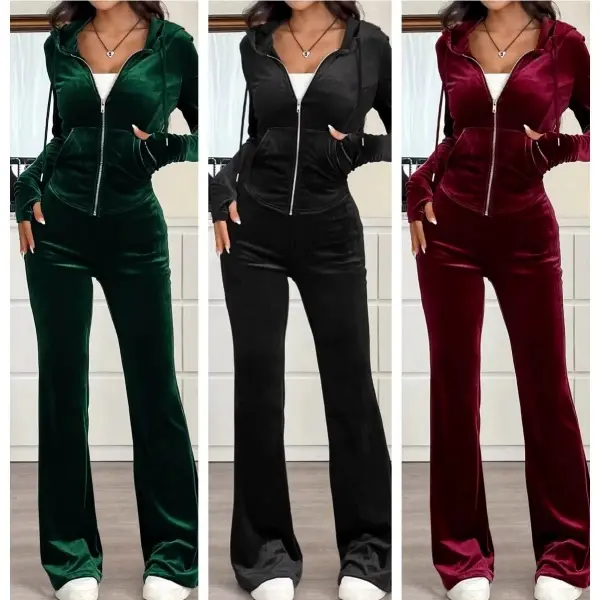 Women's 2 Piece Lounge Set High Waisted Flared Pants Slim Fit Tracksuit Casual Matching Set with Flowy Drape Fabric