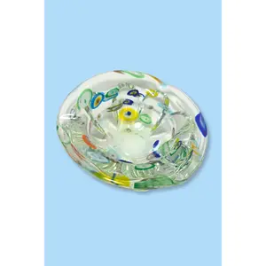 Mid Century Murano Millefiori Italian Art Glass Ashtray