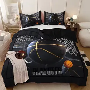 3-piece Basketball Print Bedding Set, Includes 1 Duvet Cover + 2 Pillowcases (No Fill) - Soft, Comfortable, and Breathable Home Dorm Friendly Bedding