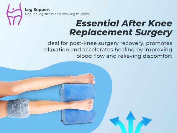 Leg Elevation Pillow for After Surgery, Wedge Knee Pillow for Post Knee Replacement, ACL & Hip Support, Memory Foam Support Cushion, Blue