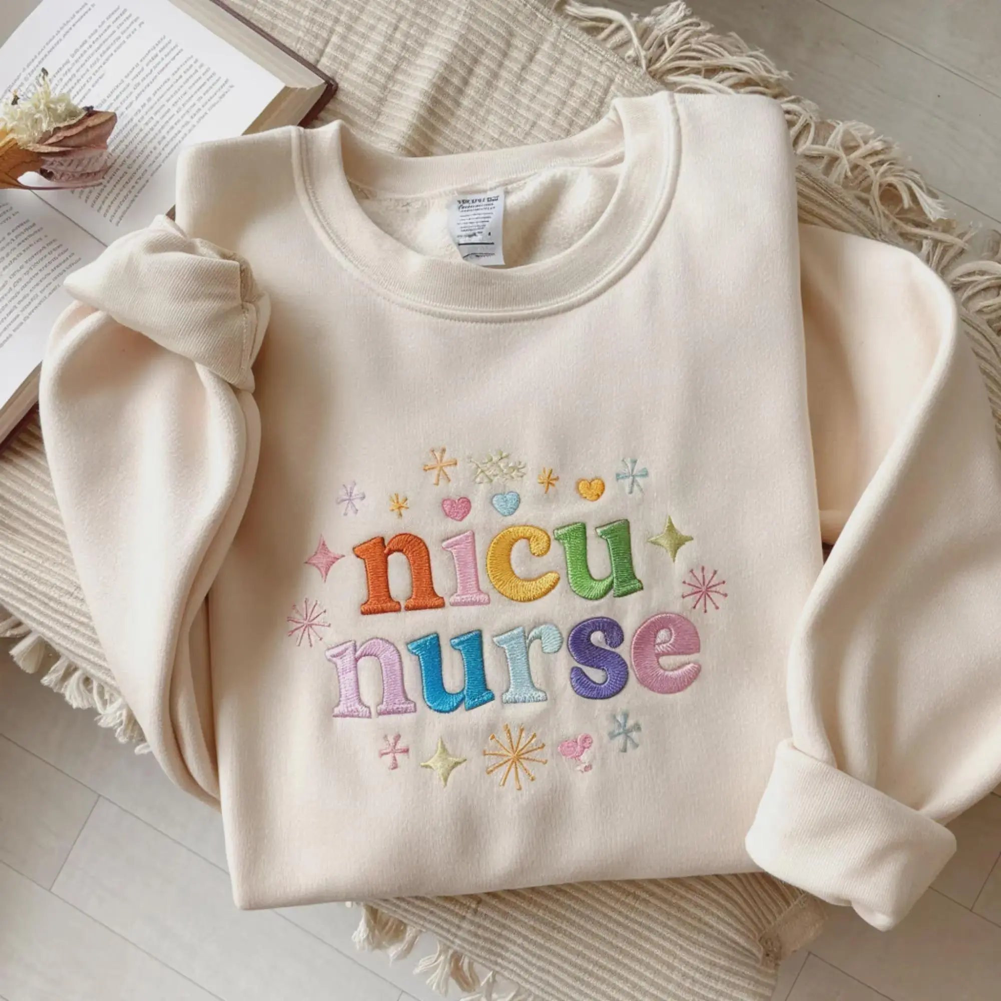 NICU Nurse Embroidered Sweatshirt, Baby Nurse Gift