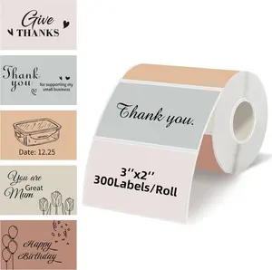 Starboling 3" x 2" Thermal Labels,Self-Adhesive Rectangle Thermal Printer Sticker,for Price,Barcode,Mailing,Name（Beige Gradient）