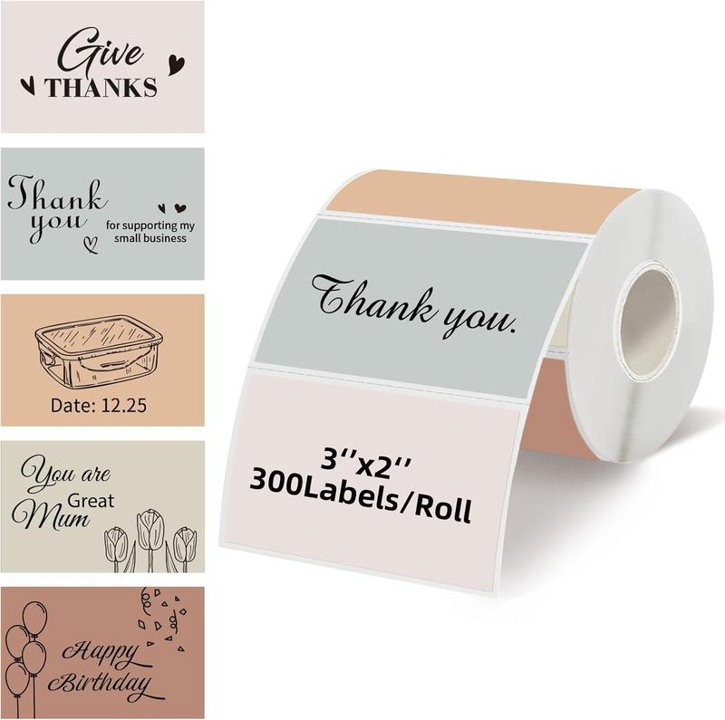 Starboling 3" x 2" Thermal Labels,Self-Adhesive Rectangle Thermal Printer Sticker,for Price,Barcode,Mailing,Name（Beige Gradient）