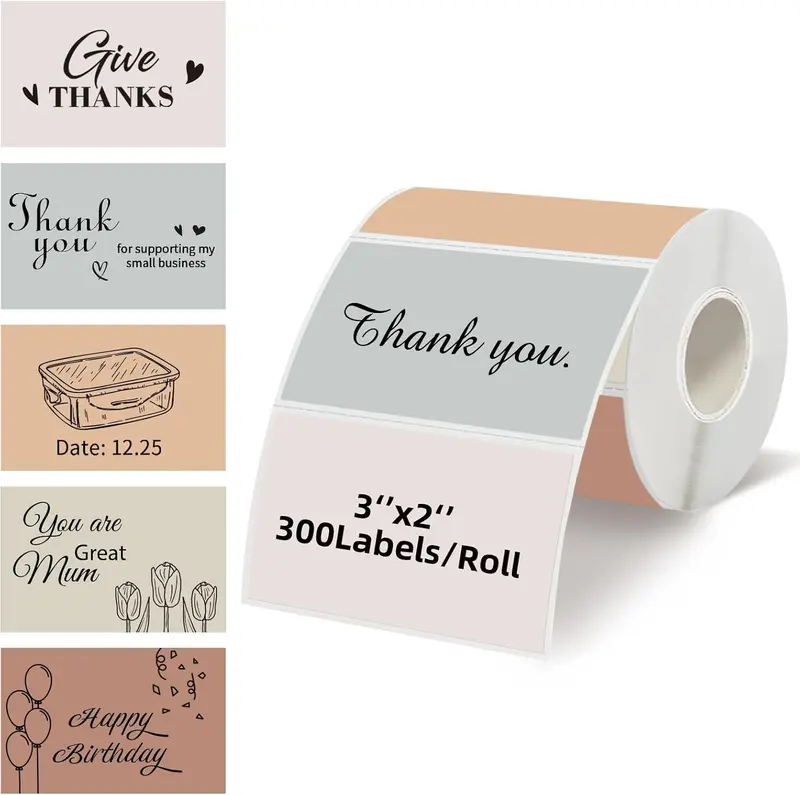 Starboling 3" x 2" Thermal Labels,Self-Adhesive Rectangle Thermal Printer Sticker,for Price,Barcode,Mailing,Name（Beige Gradient）