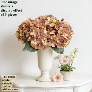 3pcs Artificial flower hydrangea, outdoor UV resistant, suitable for home, garden, wedding, indoor, DIY, birthday, popular choices for Valentine's Day, back-to-school season and other holidays, suitable for decoration in all seasons of summer and autumn