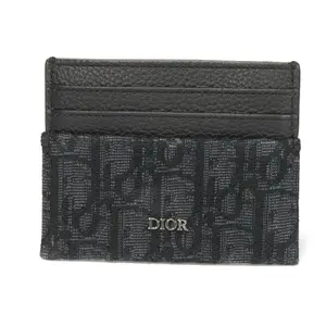 Pre-owned Dior Cotton Small Leather Goods Oblique Jacquard Card Holder