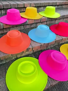 Round Boater Brim Stiff Fedora - Adjustable Felt Hat, Unisex