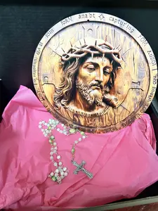 Jesus Plaque with Rosary