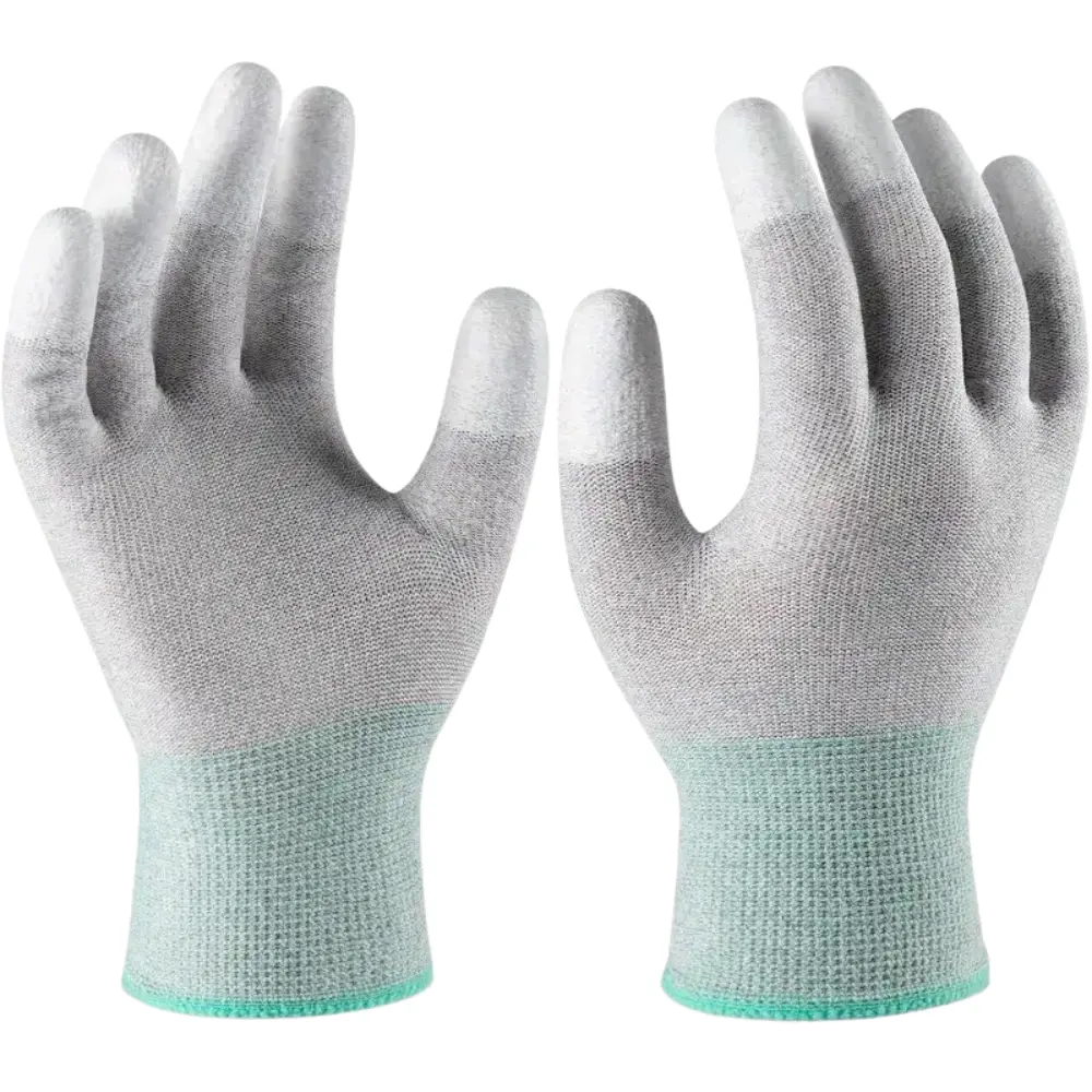 PAKNADA 24-Pair 13G ESD Antistatic Work Gloves, PU Finger Coated Lightweight Safety Gloves for Electronics, Assembly & Precision Tasks Hand Protection