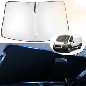 Canvcle Windshield Sun Shade for 2014-2026 Dodge RAM ProMaster Full Size Cargo Van Chassis Cab Cutaway Window Van Foldable Sun Visor 240T 5 Layers Protector Blocks 99% UV Rays Keeps Car Cooler
