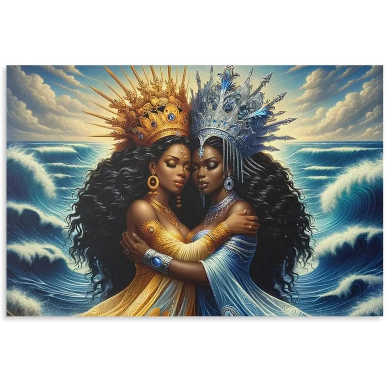 Art Poster of Oshun The Goddess of Love And Yemaya The Water God Poster 1 Canvas Painting Wall Art Poster for Bedroom Living Room Decor 18x12inch(45x30cm) Unframe style Gifts Decoration Colorful Ornaments Artistic Print