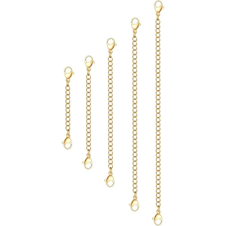 5 count  Stainless Steel Necklace Extender Chain Necklace Extenders for Bracelet Anklet Stainless Steel Chain Extenders for  Making (2in 3in 4in 5in 6in)