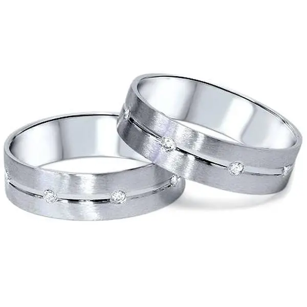 1/3ct Diamond His Hers Wedding Band Set 14K White Gold