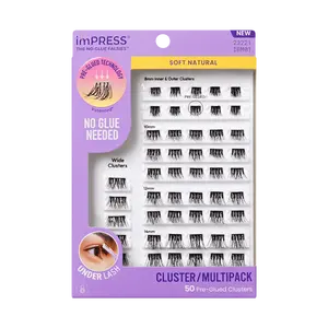 Impress Falsies Pre-Glued False Eyelashes Multipack - Soft Natural | 50 Lash Clusters, 8mm-14mm